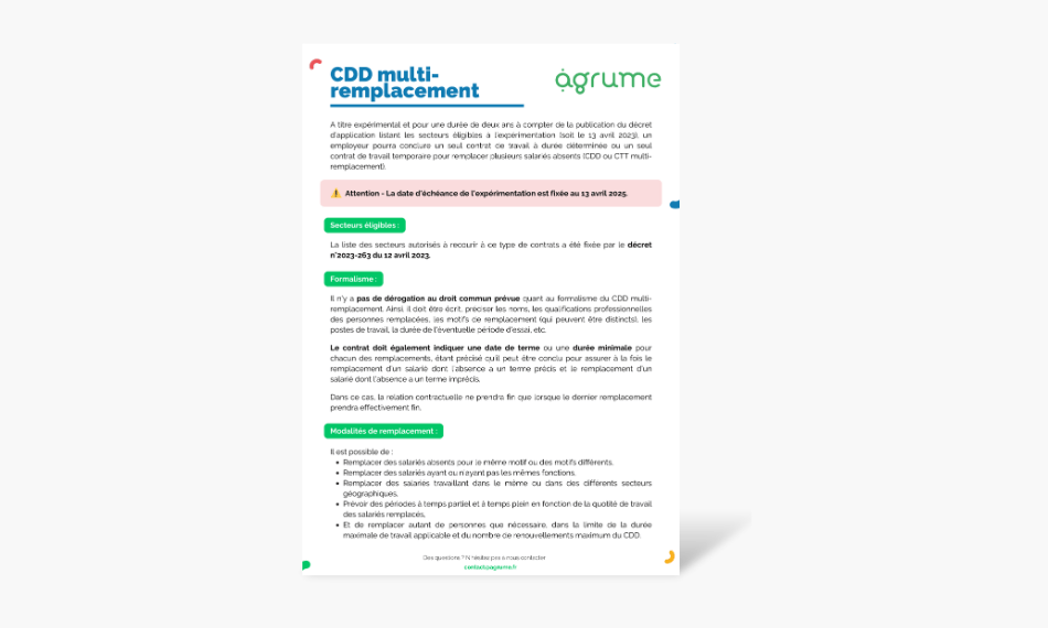 Fiche pratique sur le CDD multi-remplacement