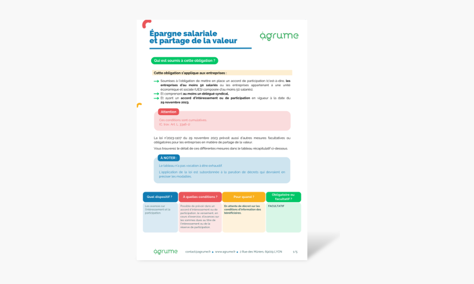 Fiche pratique sur l'épargne salariale et le partage de la valeur