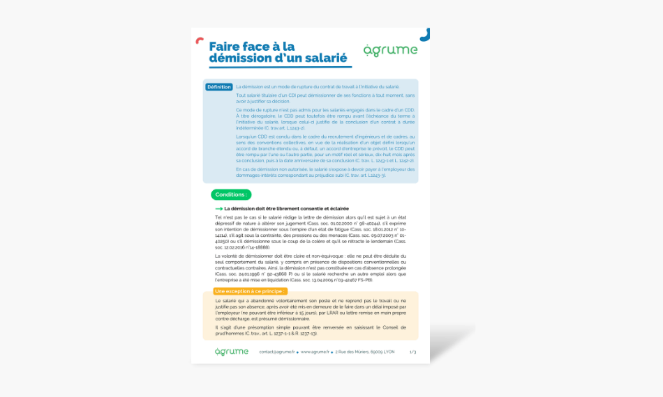 Fiche pratique Faire face à la démission d'un salarié