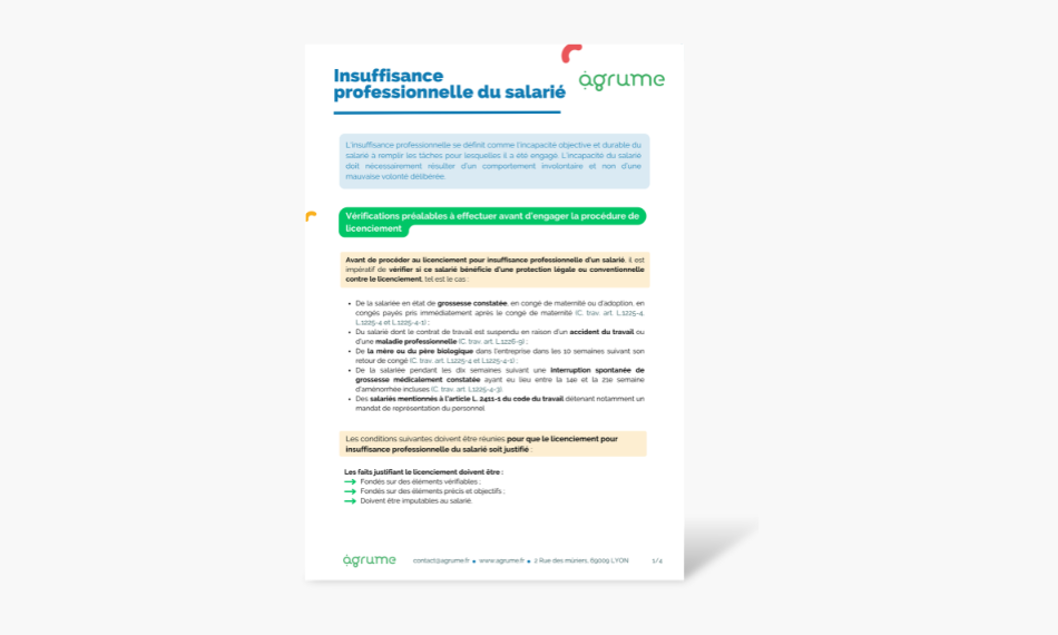 Fiche pratique : insuffisance professionnelle du salarié