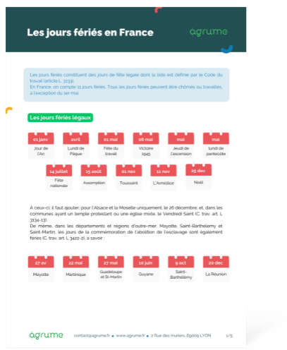 Fiche pratique - Jours fériés