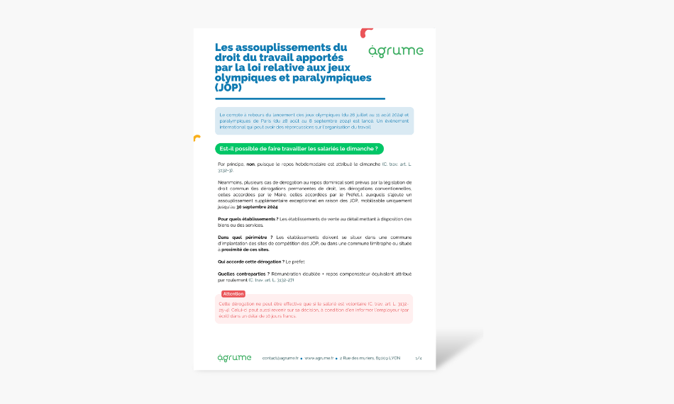 Fiche pratique : les assouplissements du droit du travail apportés par la loi relative aux jeux olympiques et paralympiques (JOP)