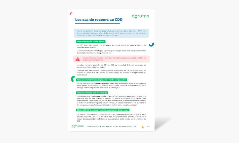 Fiche pratique sur les cas de recours au CDD