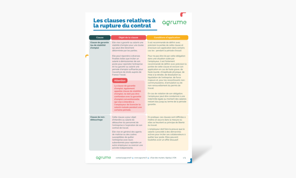 Fiche pratique Les clauses relatives à la rupture du contrat