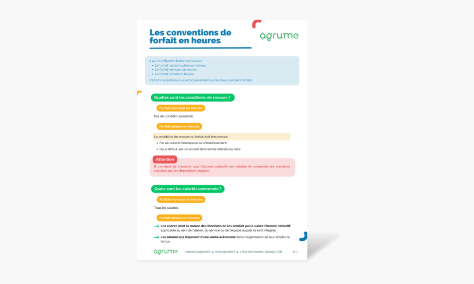 Fiche pratique Les conventions de forfait en heure