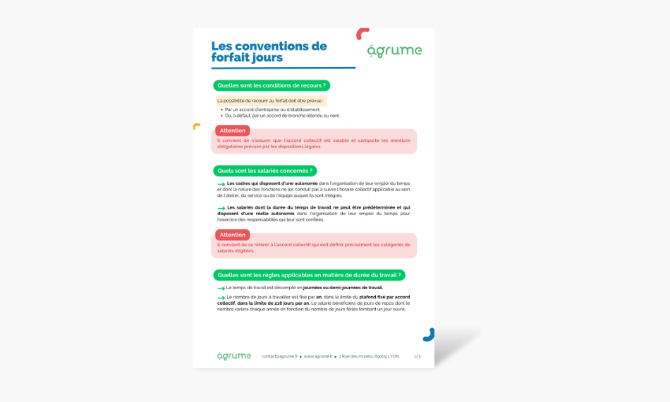 Fiche pratique Les conventions de forfait en jour