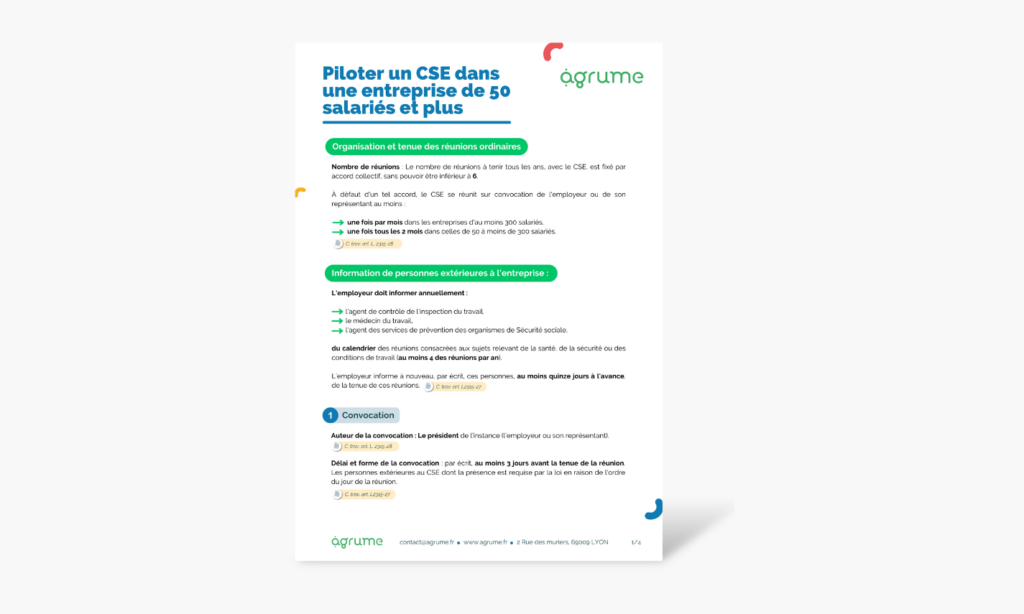 Fiche pratique Piloter un CSE dans une entreprise de plus de 50 salariés