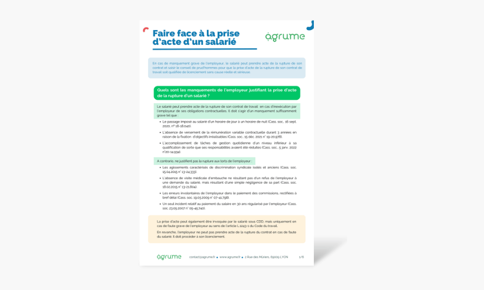 Fiche pratique sur la prise d'acte d'un salarié