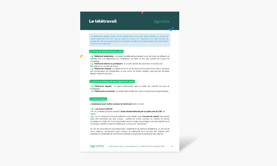Fiche pratique : le télétravail