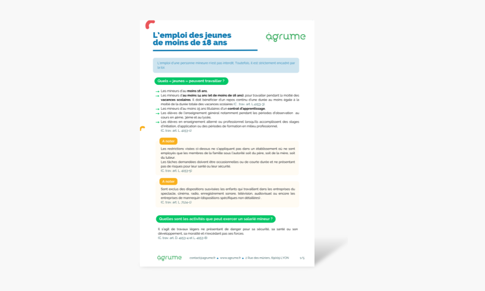 Fiche pratique : l'emploi des jeunes de moins de 18 ans