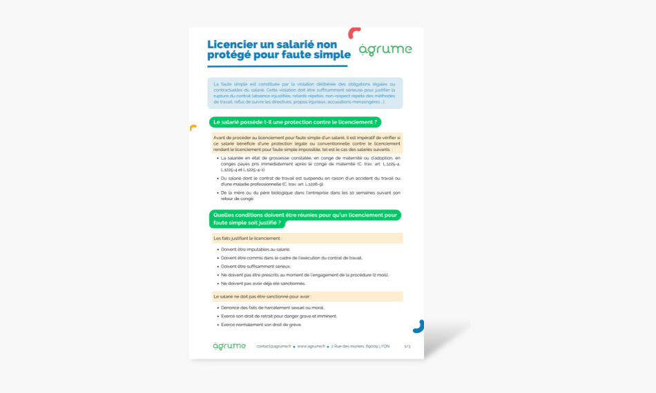 Fiche pratique - Licenciement d'un salarié non protégé pour faute simple