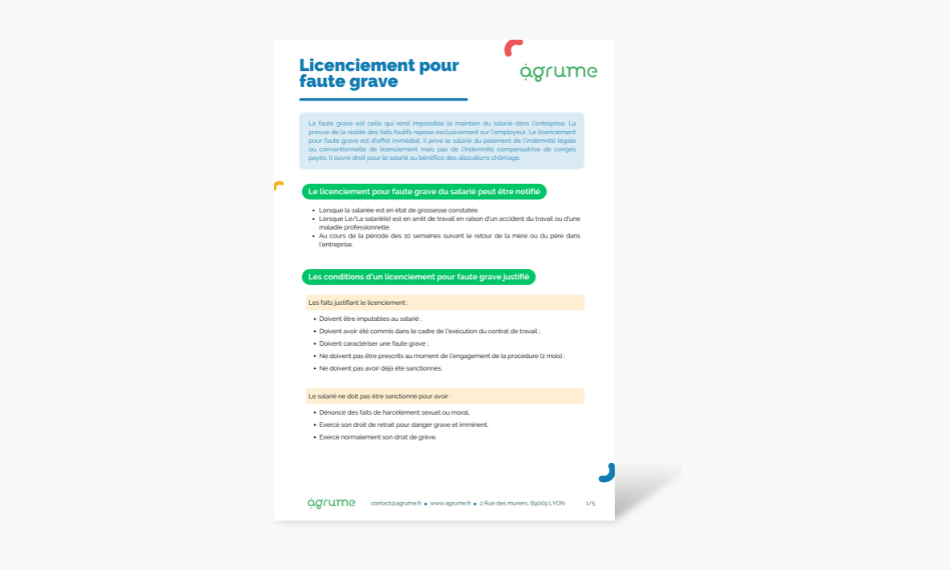 Fiche pratique : licenciement pour faute grave