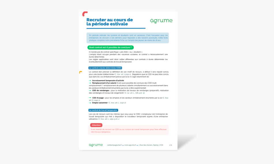Fiche pratique : recruter sur la période estivale