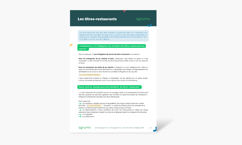 Fiche pratique - Tickets restaurants