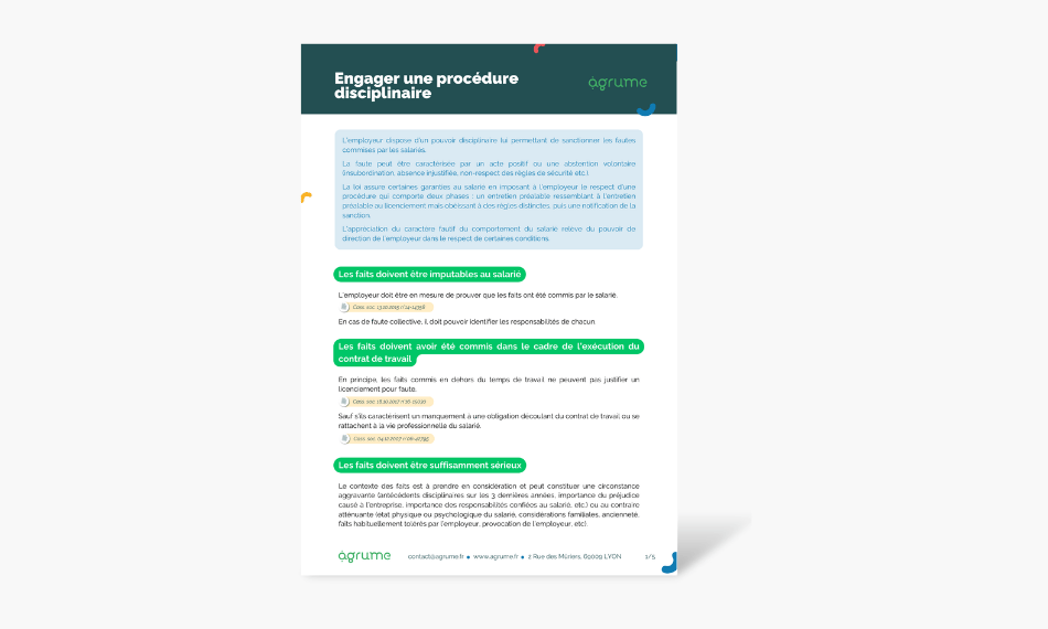 Fiche pratique - Engager une procédure disciplinaire