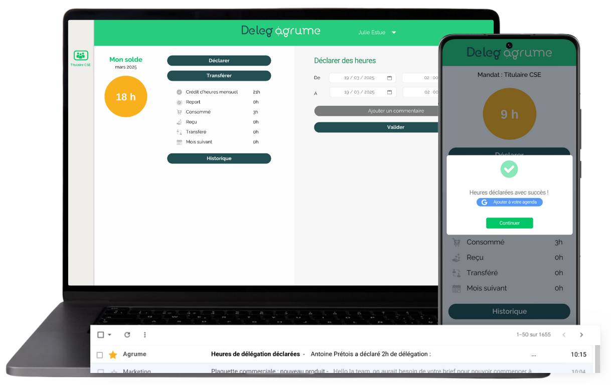 Mockup DelegAgrume - Déclaration d'heures