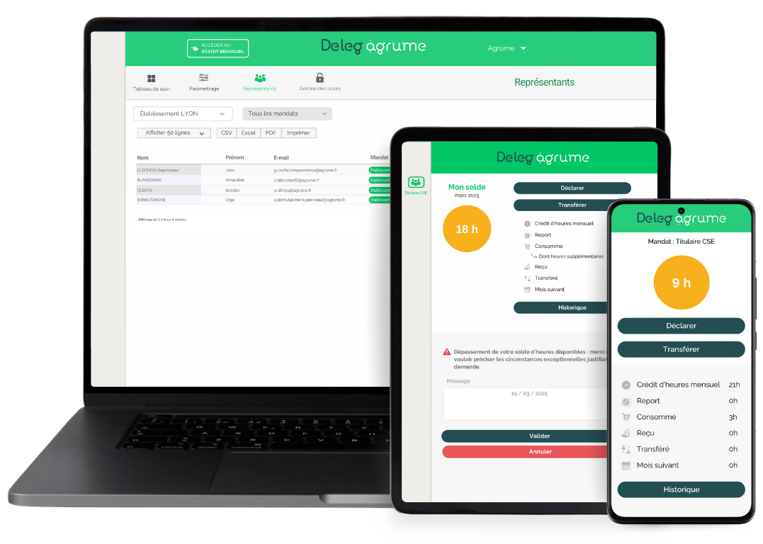 Mockup DelegAgrume - accessible sur tous supports téléphones, tablettes et ordinateurs