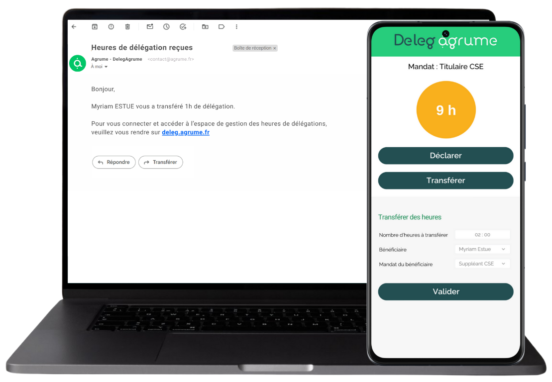Mockup DelegAgrume - Transfert heures délégation