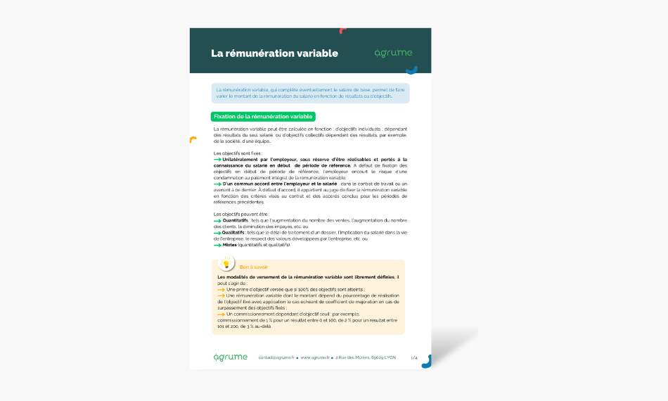 Fiche pratique - La rémunération variable